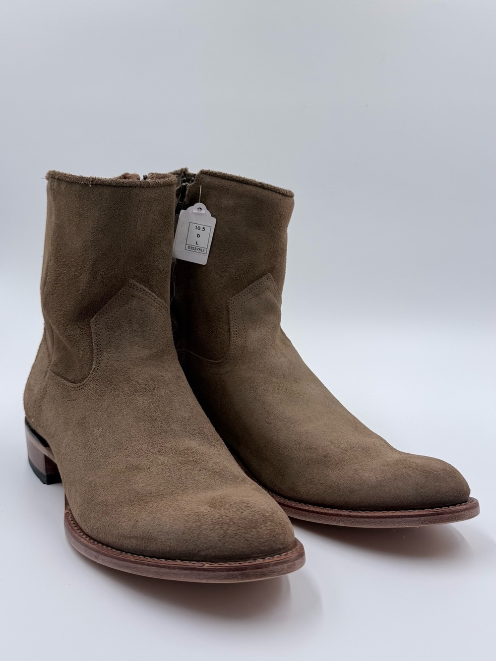 Taupe Suede Men's Chukka Boots with Zip - Classic Casual Style